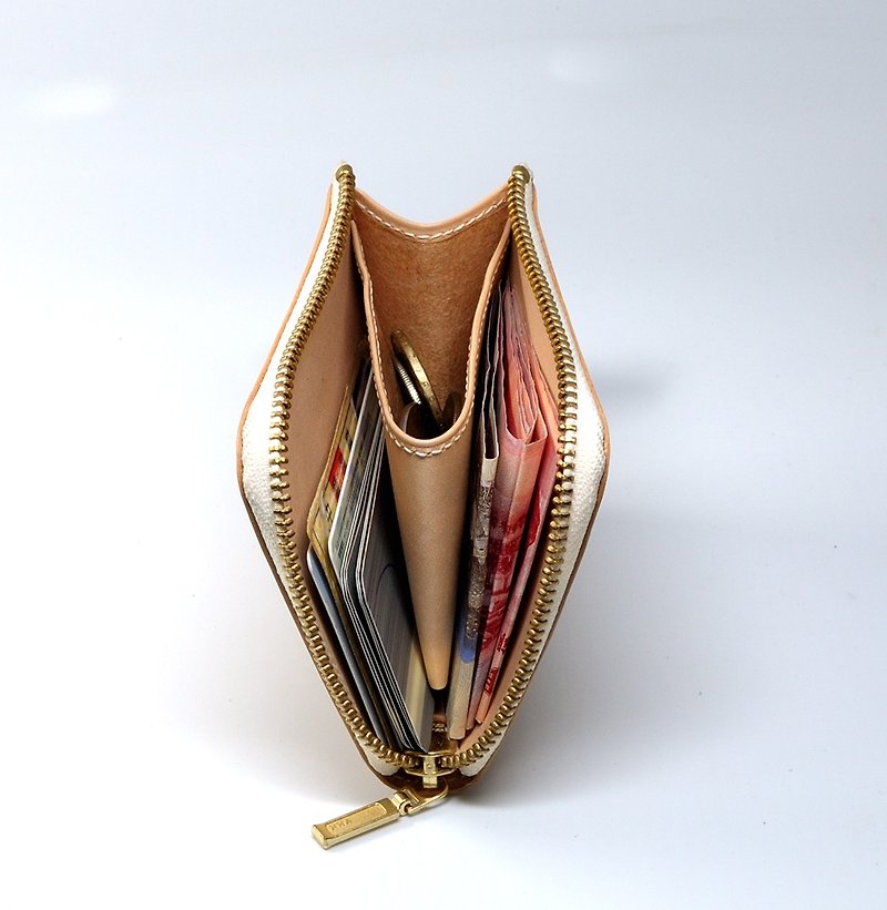 L-shaped zipper short wallet wallet coin purse can be customized - กระเป๋าสตางค์ - หนังแท้ 