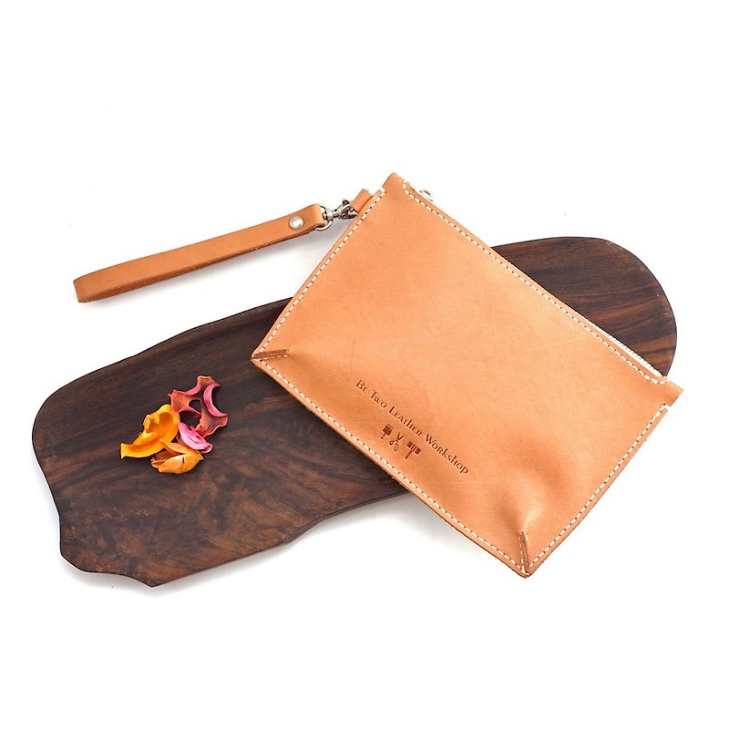 Genuine Leather Clutch - Clutch Bags - Genuine Leather Brown