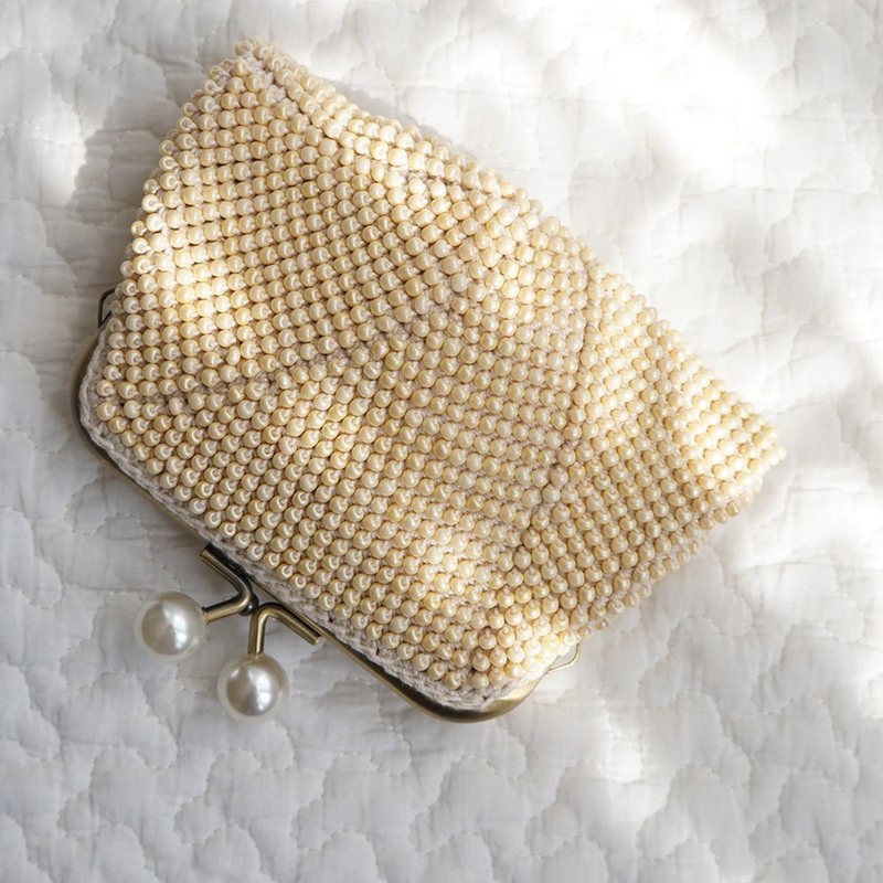 Ba-ba (m) Beads crochet square pouch No.2141 - 錢包/皮夾/長短夾 - 其他材質 咖啡色