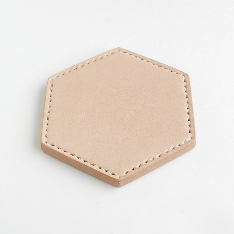 7mm Tanned Leather Coaster - Hexagonal - Coasters - Genuine Leather 