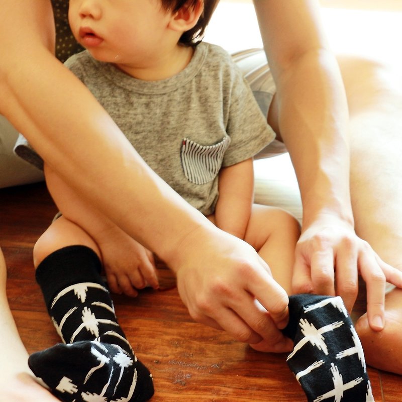 英国スタイルの子供の靴下 - 市クロスクロススタイル、シンプルでスタイリッシュな、黒と白の靴下 - その他 - コットン・麻 ブラック