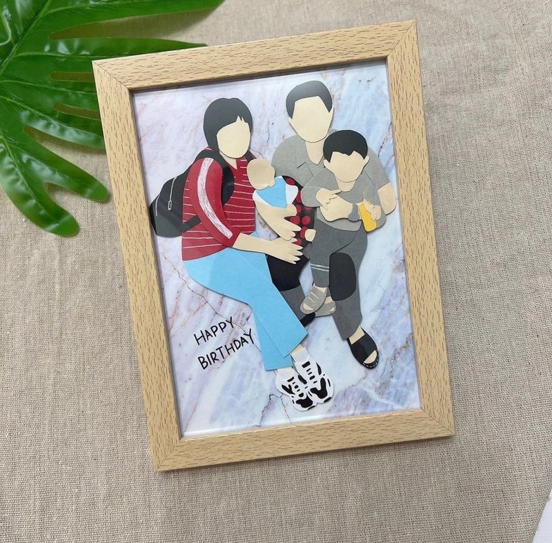 Portrait customized wooden photo frame handmade card Valentine's Day gift birthday card anniversary Christmas - การ์ด/โปสการ์ด - กระดาษ หลากหลายสี