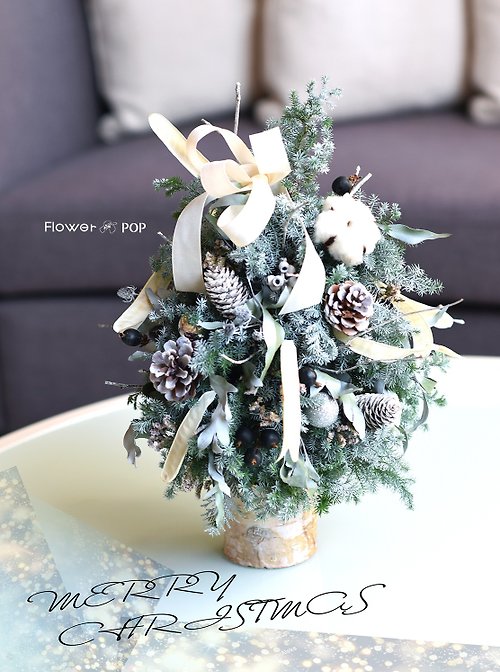 FlowerPOP 手作聖誕樹 【花藝課程 】 聖誕節交換禮物 真植物 聖誕節氣佈置