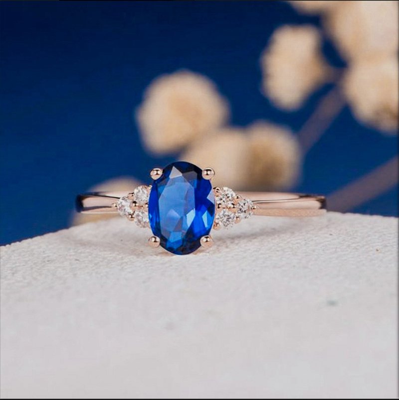 Blue Sapphire Silver Ring | Engagement Ring | Promise Ring | Gold Sapphire Ring - แหวนทั่วไป - เครื่องเพชรพลอย หลากหลายสี