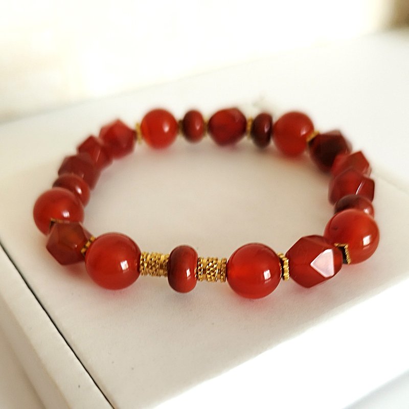 Jewelry bracelet with semi-precious stone agate, jasper, carnelian Amulet - 手鍊/手環 - 半寶石 多色