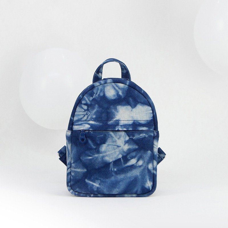 Hand dyed blue dyed small multi-use backpack 2 colors available - Messenger Bags & Sling Bags - Cotton & Hemp Blue