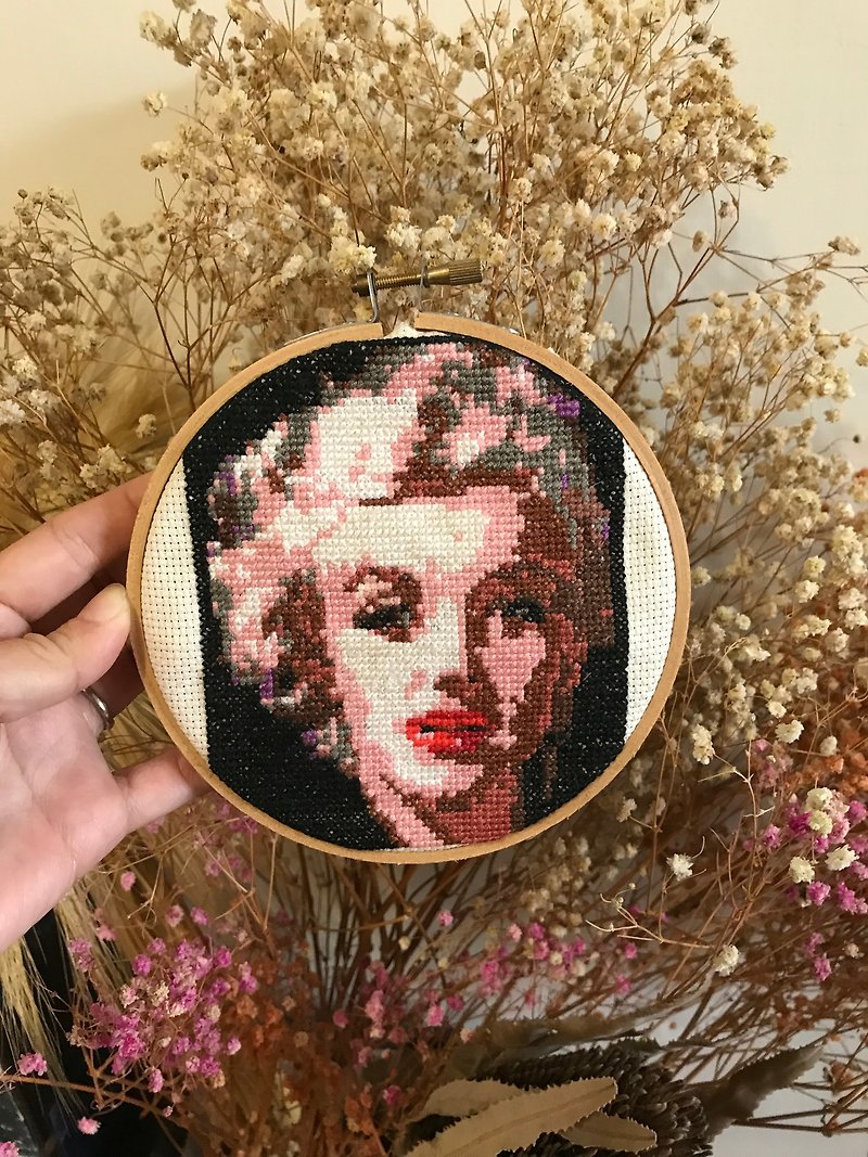 Marilyn Monroe hand embroidered hoop - Items for Display - Thread Multicolor