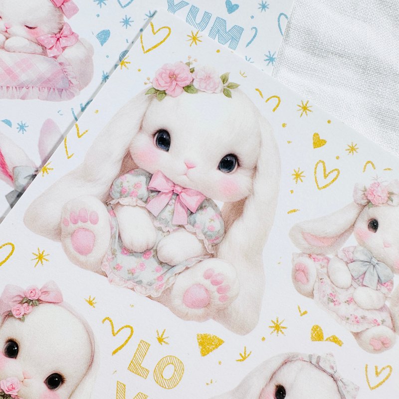 Cute Rabbit Stickers - 貼紙 - 其他材質 