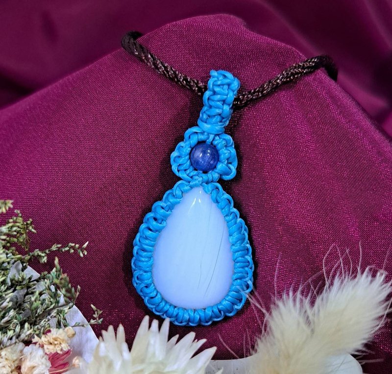 藍花水滴蠟線編織項鍊 - 項鍊 - 半寶石 