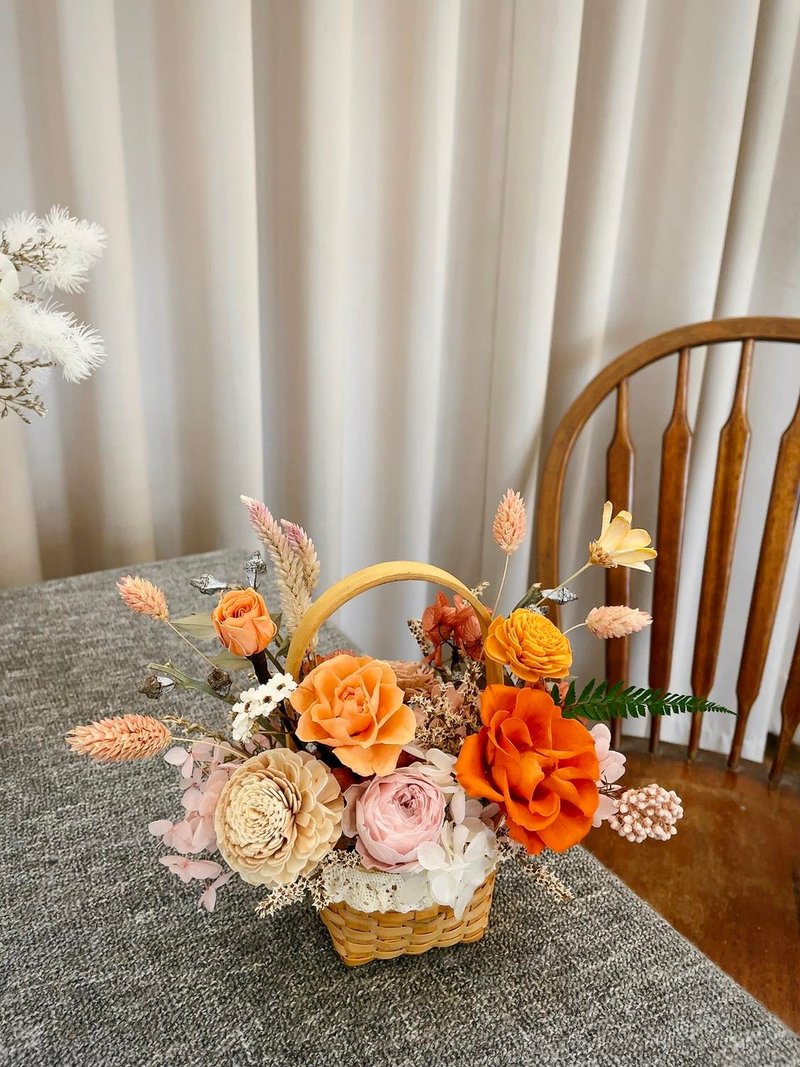 Preserved Flowers Table Flowers [Autumn] Flower Pots Opening Table Flowers Birthday Gifts Wedding Flowers Housewarming Flower Baskets - ช่อดอกไม้แห้ง - พืช/ดอกไม้ 