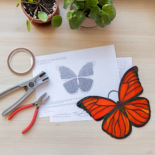 Jelly Unicorn Butterfly stained glass moth pattern, Printable pattern, PDF
