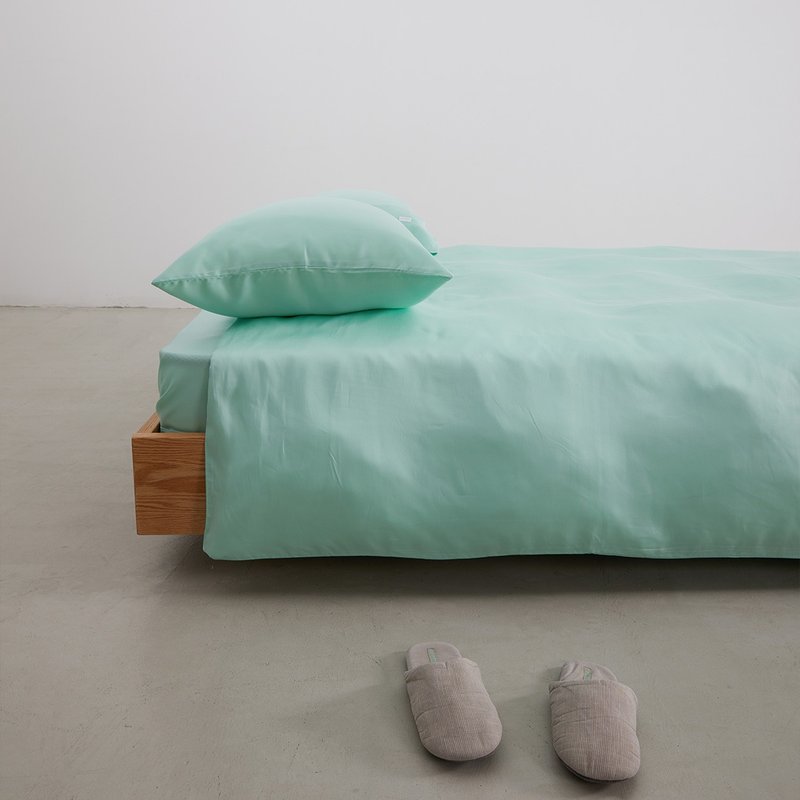 Tencel系列 薄荷綠 純色四件套天絲萊賽爾纖維床單床包被套 - 寢具/床單/被鋪 - 棉．麻 