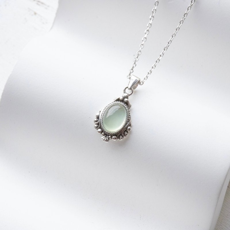 Stone 925 silver necklace Mirror - สร้อยคอ - เครื่องเพชรพลอย สีเงิน