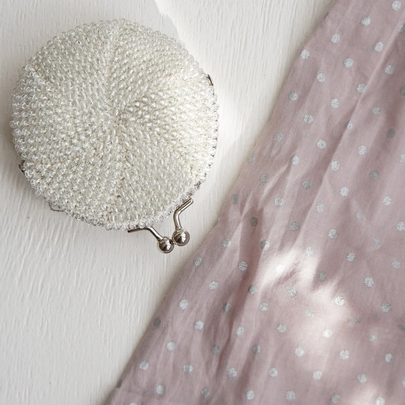 Ba-ba (m) Beads crochet round coinpurse No.2107 - 零錢包/小錢包 - 其他材質 白色
