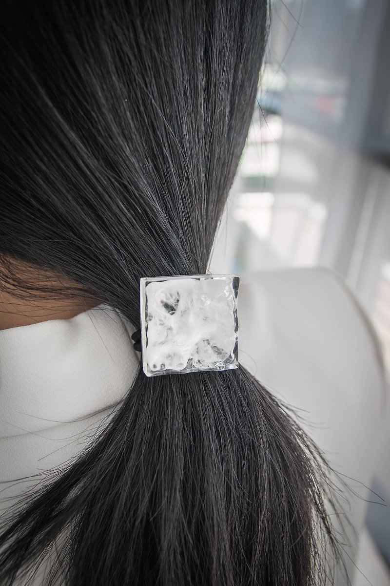 *Wave square hair circle _ pure hand work 004* - Hair Accessories - Resin White