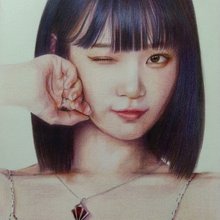 色鉛筆画/人物画/女性頭/額装 - ショップ Lin