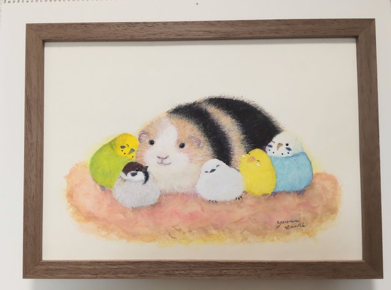 木製額入り原画【ずっと一緒だよ】 - 海報/掛畫/掛布 - 紙 白色