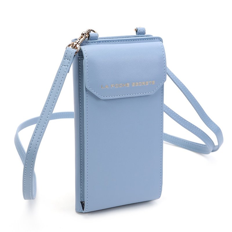 New Year gift La Poche Secrete: stay away girl full length leather phone wallets _ _ can be portable shoulder sky blue - Other - Genuine Leather Blue