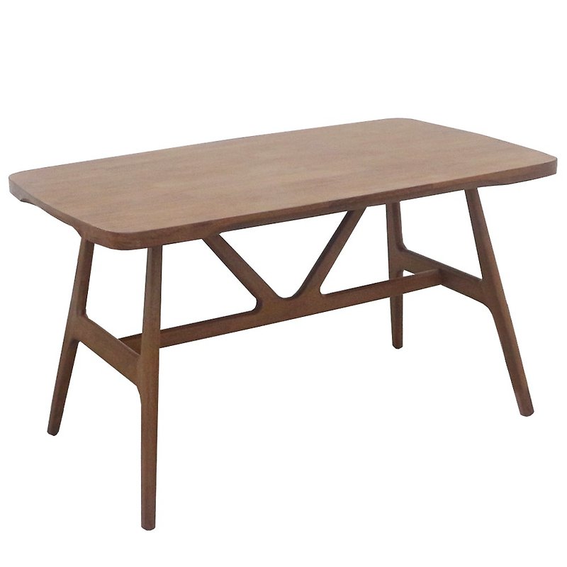 4.5 フィート ダイニング テーブル ライト ウォールナット (ローレンス) ホーム デコレーション - 机・テーブル - 木製 ブラウン