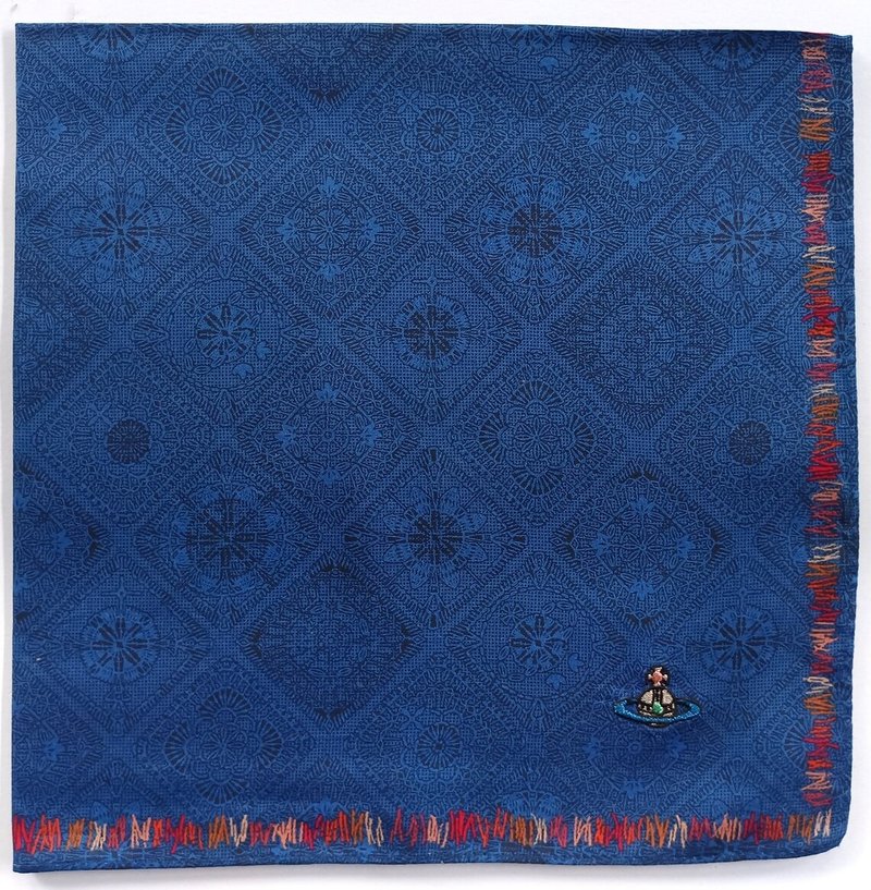 Vivienne Westwood ヴィンテージ ハンカチ モチーフ パターン ブルー 19.5 x 19 インチ - ハンカチ - コットン・麻 ブルー