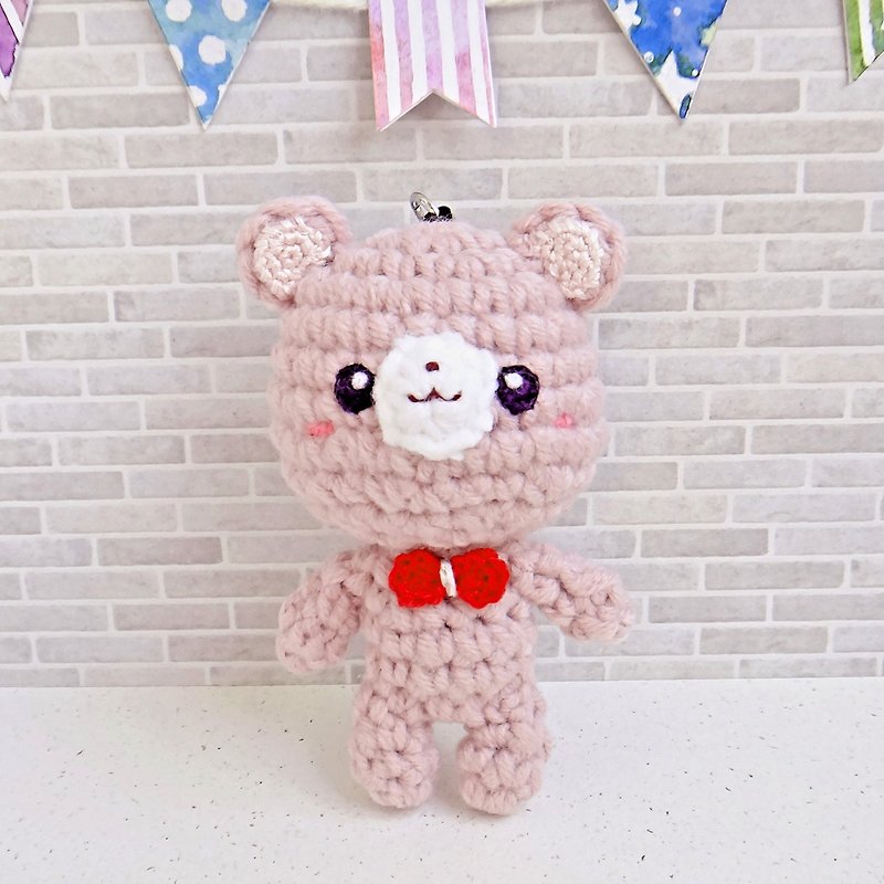 Wool knitting/animal key ring-selling cute taro bear - ที่ห้อยกุญแจ - ไฟเบอร์อื่นๆ สีม่วง