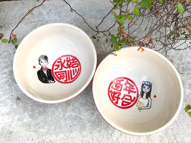 Marriage to bowl wedding gift preferred with boxed red bowl 4 - ถ้วยชาม - เครื่องลายคราม หลากหลายสี