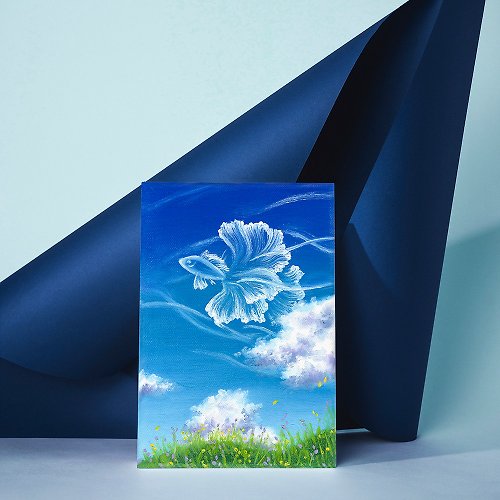 32畫 【體驗】台中油畫體驗課程/藍天藍白雲白/台中畫室