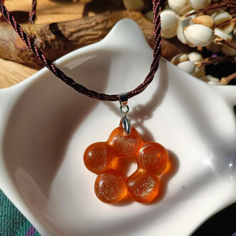 Glaze Flower Necklace~Orange Sweet Flower~ - Necklaces - Colored Glass Orange