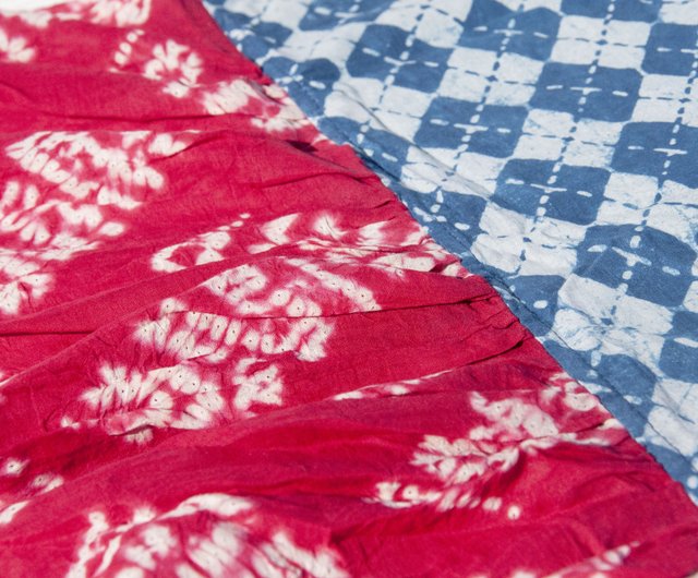 青染めシルクスカーフ/ろうけつ染めシルクスカーフ/植物染めスカーフ