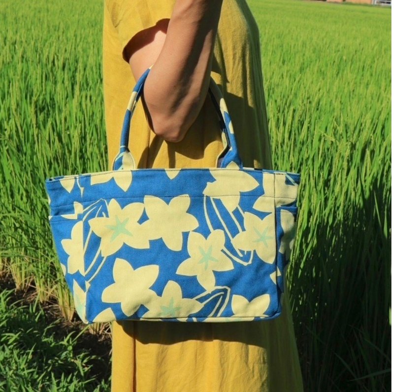 トート　サイドポケットSサイズ  スターフルーツ スター 星柄 - 手提包/手提袋 - 棉．麻 黃色