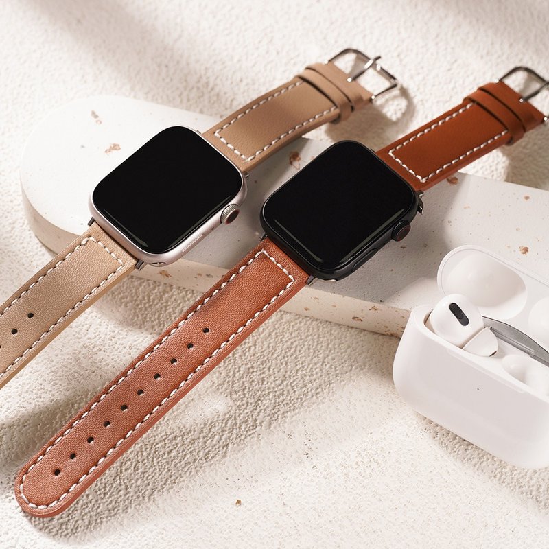 Apple watch - Stitched Genuine Leather Apple Watch Band - สายนาฬิกา - หนังแท้ 