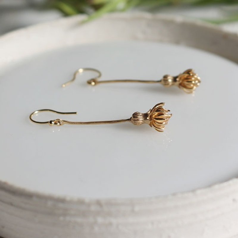 Thistle earrings - Earrings & Clip-ons - Other Metals Gold