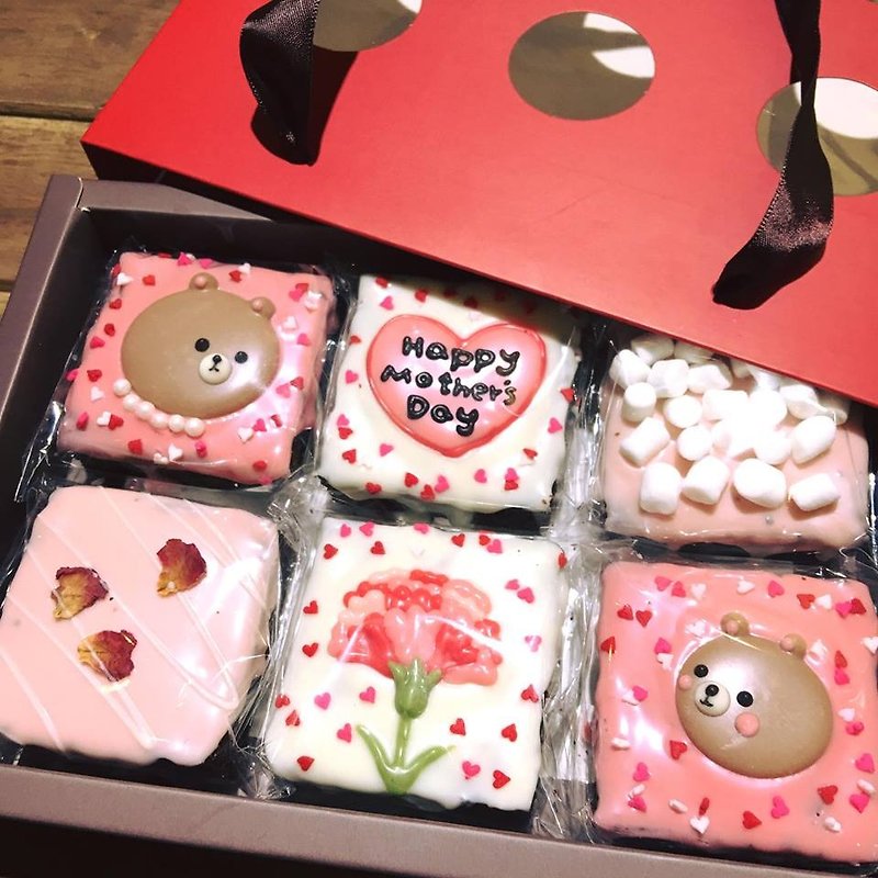 限定手描きのブラウニーミイラ熊愛茶6ギフトボックス - ケーキ・デザート - 食材 ピンク
