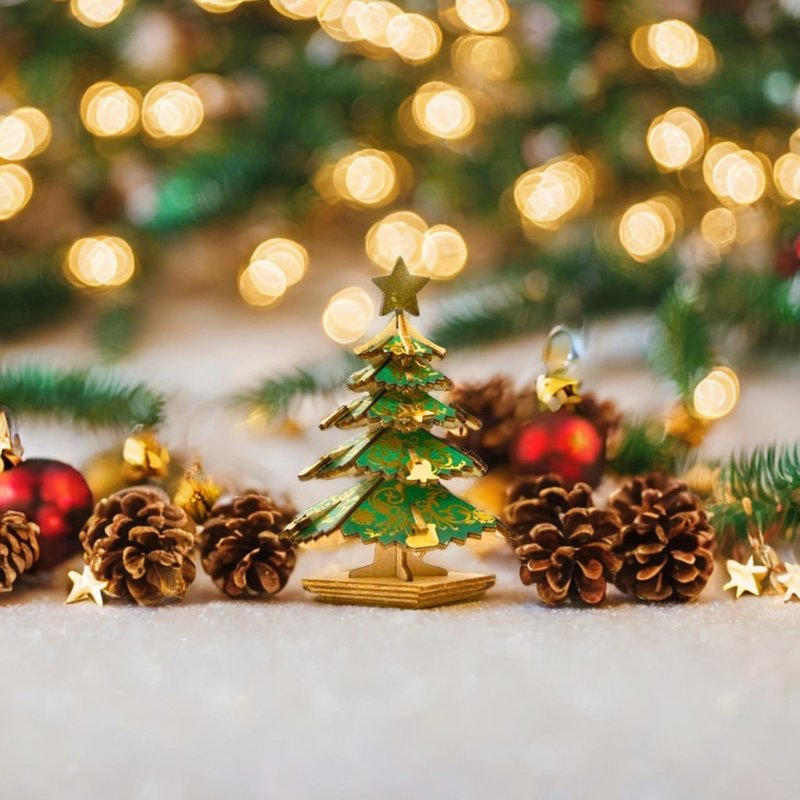 Jigzle 3D立體拼圖系列 | 木質彩色聖誕樹 | 辦公桌擺設 - 木工/竹藝/紙雕 - 木頭 綠色