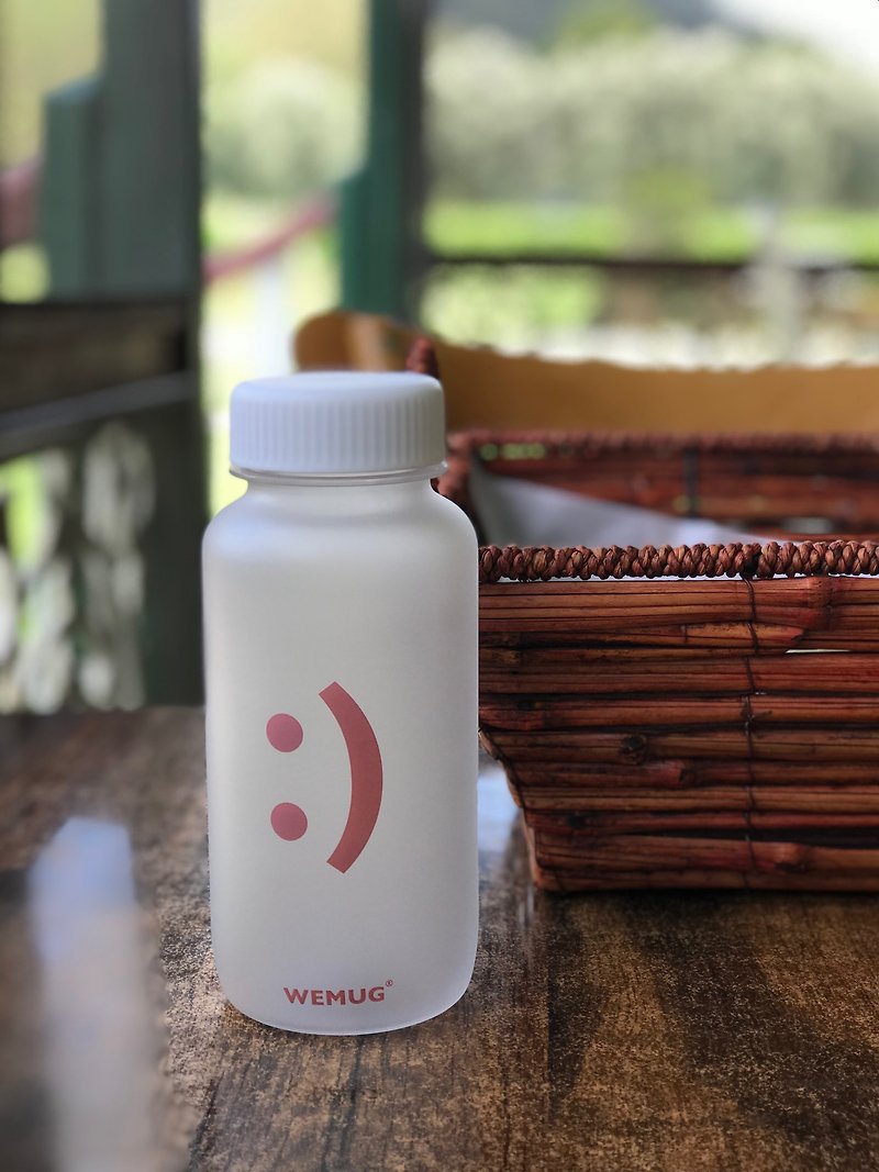Tritan Water Bottle/BPA Free/Safe Material/Clear Frosty Emoji :)  - Mugs - Plastic White