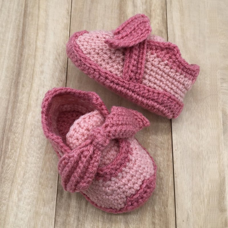 Bow Baby Booties, Girl Crochet Shoes, Socks, Sneaker, Boots, Footwear for Kids - 男/女童鞋 - 壓克力 粉紅色