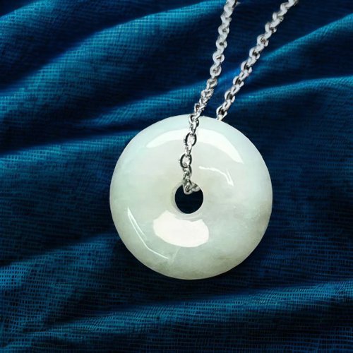 瓔珞珠寶盒 E.L.Jewelry Box 【願‧平安】冰飄綠花翡翠平安扣吊飾|天然緬甸翡翠A貨|送禮