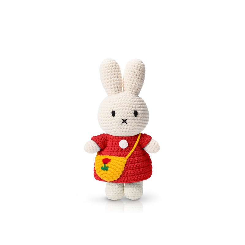 miffy handmade and her red dress + tulip bag - Stuffed Dolls & Figurines - Cotton & Hemp Red