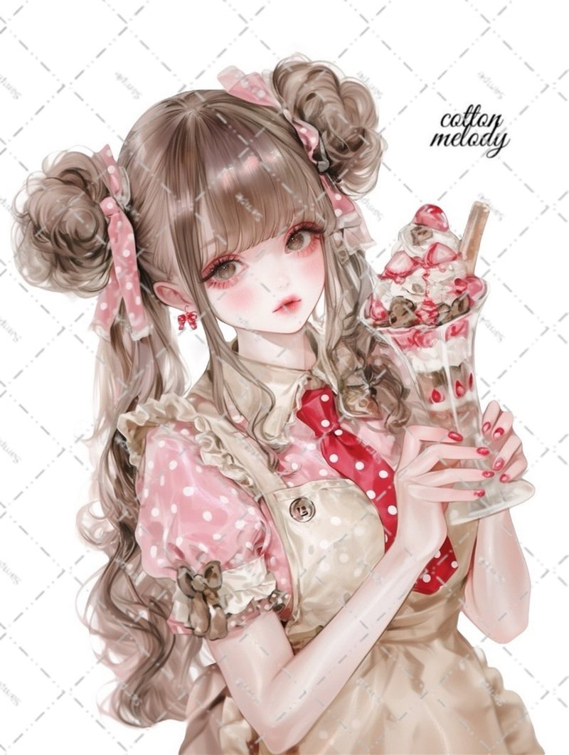 【限定】original sticker no.PM82 // nene様コラボ Patisserie Melody人物ステッカー cottonmelody - 貼紙 - 紙 