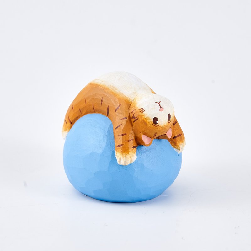 Yvie 翻身輪式的瑜伽貓木雕 - 擺飾/家飾品 - 木頭 橘色