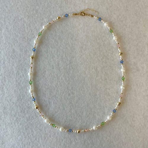 KAREN JEWELRY 夏日三彩波紋珍珠項鍊 串珠項鍊