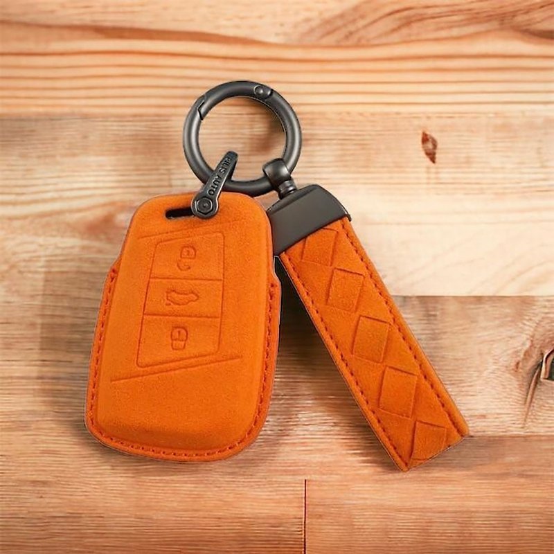 Skoda Superb Fabia Kodiaq Kamiq octavia car key leather case - ที่ห้อยกุญแจ - หนังแท้ 