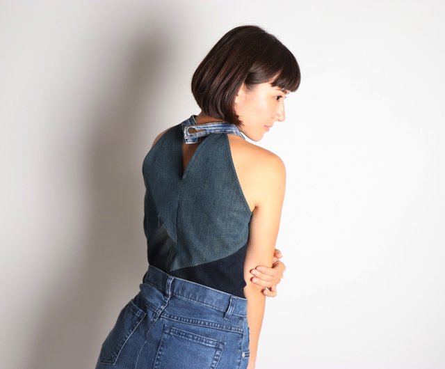 Reworked Denim Halter Top