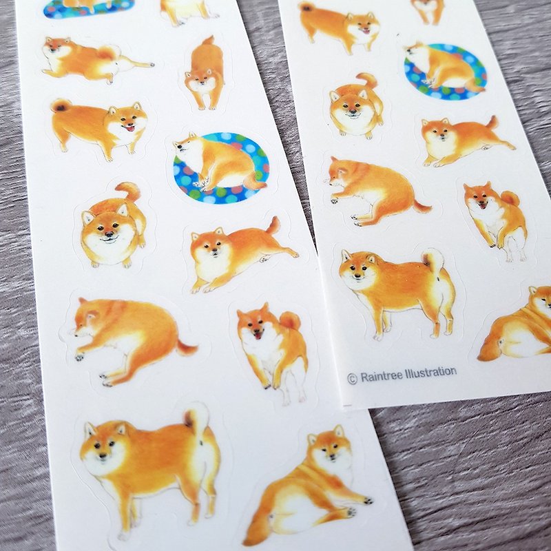 柴犬透明割形貼紙 手帳貼紙 筆記本貼紙 1張12小圖 - 貼紙 - 防水材質 