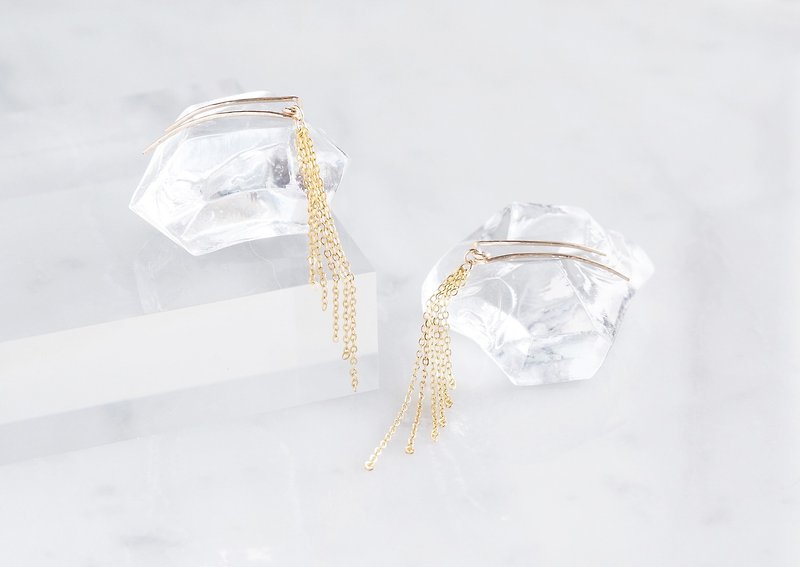 【Minimalism】14KGF Hammered Ear Climber-Short Fringe- - Earrings & Clip-ons - Other Metals Gold