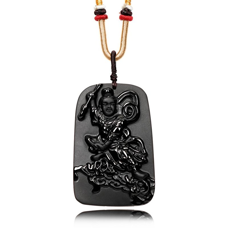 【正佳珠寶】黑曜石 三太子哪吒 三太子黑曜石吊墜 - 項鍊 - 半寶石 多色