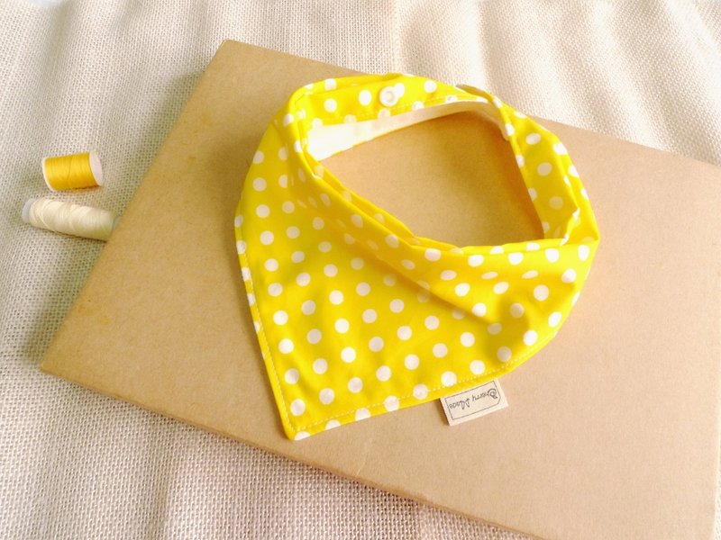 黃水玉點點-三角口水巾 - 口水肩/圍兜 - 棉．麻 黃色