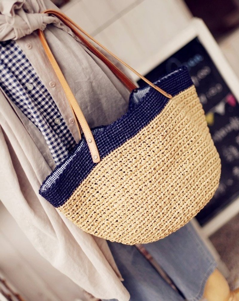 [Good day] summer Something New hand-made knit pack (Blue) - กระเป๋าแมสเซนเจอร์ - กระดาษ สีน้ำเงิน