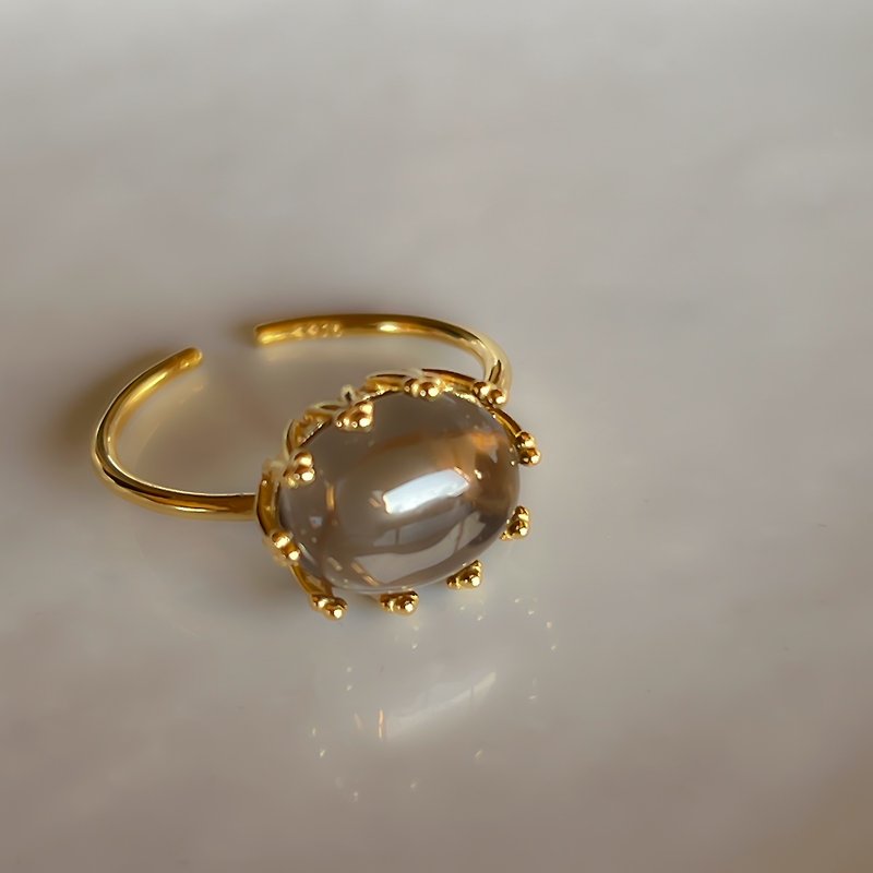 Smoky Quartz Ring【gift box】 - แหวนทั่วไป - เครื่องประดับพลอย สีนำ้ตาล