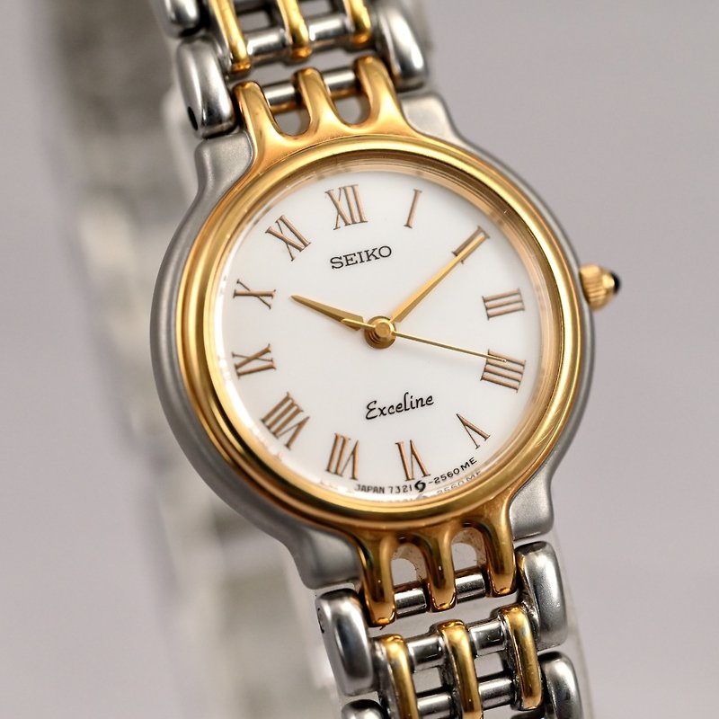 SEIKO EXCELINE vintage Quartz women's wristwatch 23mm white dial From Japan - นาฬิกาผู้หญิง - สแตนเลส ขาว